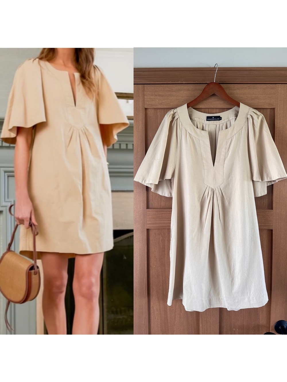 Pomander Place Tuckernuck Finley Flutter Sleeve Mini Dress Beige Women’s Medium